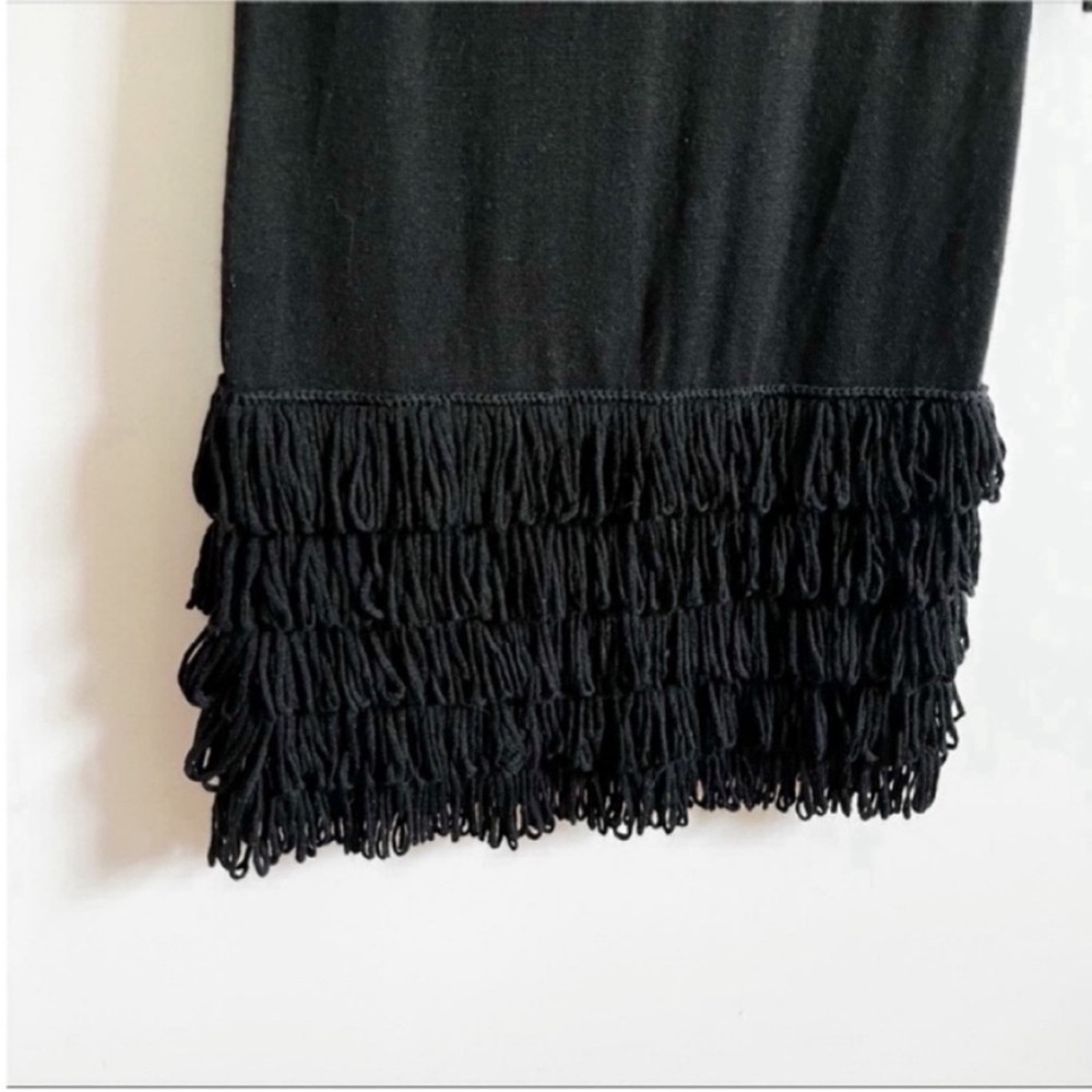 Soft Surroundings Theodora dress black knit fringe scoop neck - Picture 3 of 7